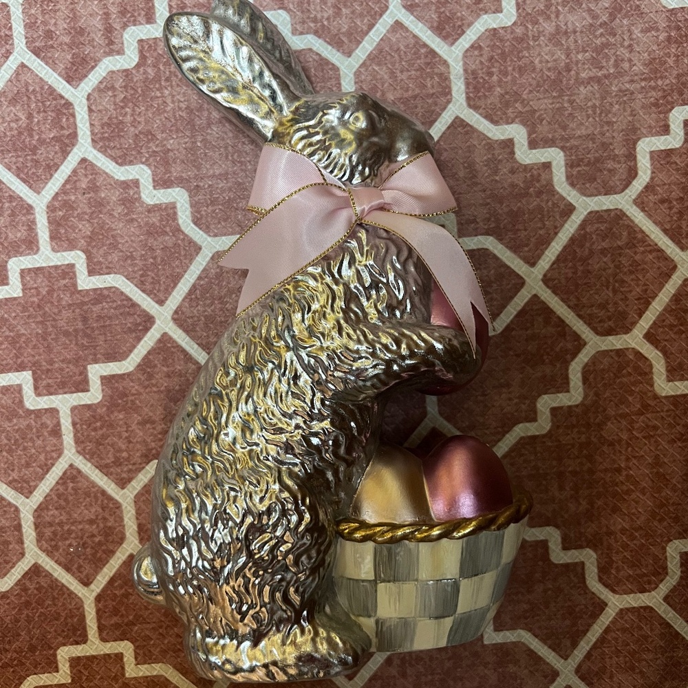 Mackenzie-Childs Touch of Pink Foil Bunny - Silver